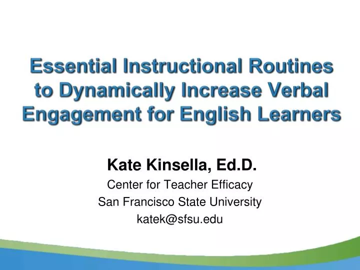 essential instructional routines to dynamically increase verbal engagement for english learners