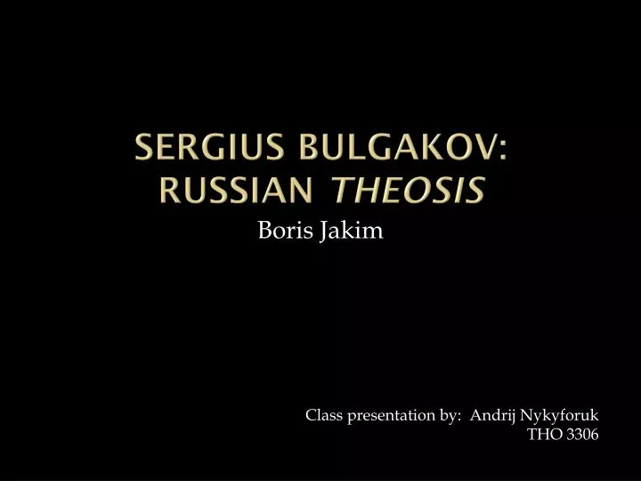 sergius bulgakov russian theosis