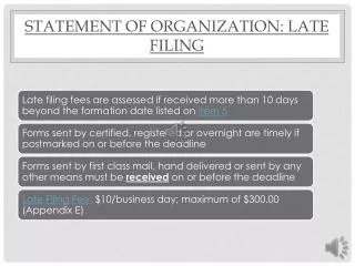 Statement of Organization: Late Filing