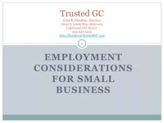 Employment Considerations for Small Business