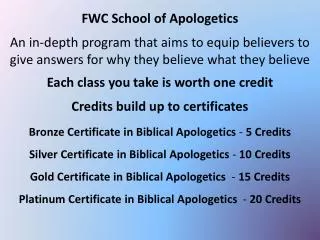 FWC School of Apologetics