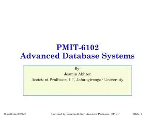 PMIT-6102 Advanced Database Systems
