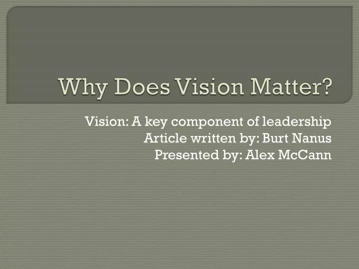 why does vision matter