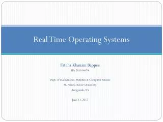 Real Time Operating Systems