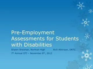 Pre-Employment Assessments for Students with Disabilities