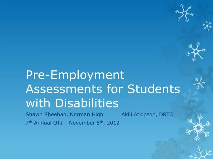 pre employment assessments for students with disabilities