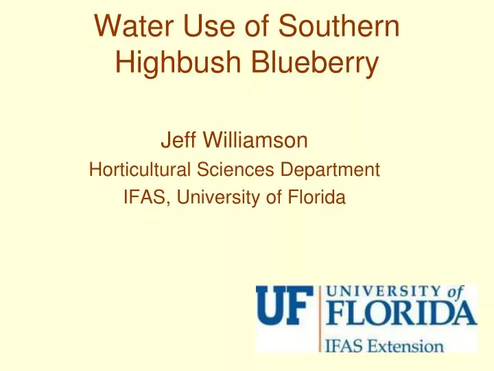 water use of southern highbush blueberry