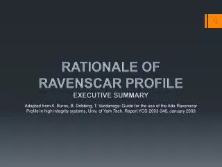 Rationale of Ravenscar Profile Executive Summary