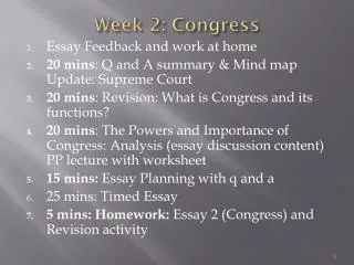 Week 2: Congress