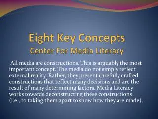 Eight Key Concepts Center For Media Literacy