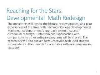 Reaching for the Stars: Developmental Math Redesign