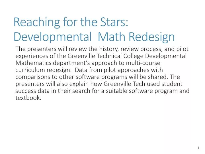 reaching for the stars developmental math redesign