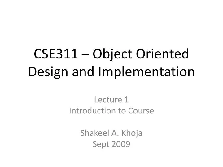 cse311 object oriented design and implementation