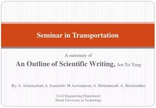 Seminar in Transportation