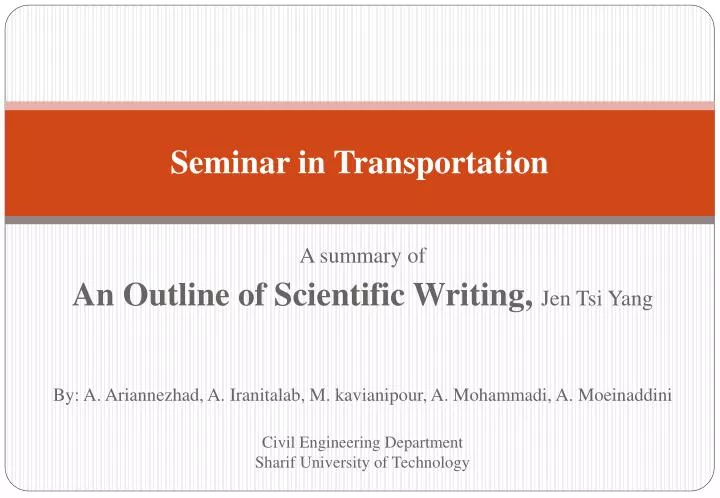 seminar in transportation