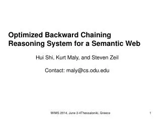 Optimized Backward Chaining Reasoning System for a Semantic Web