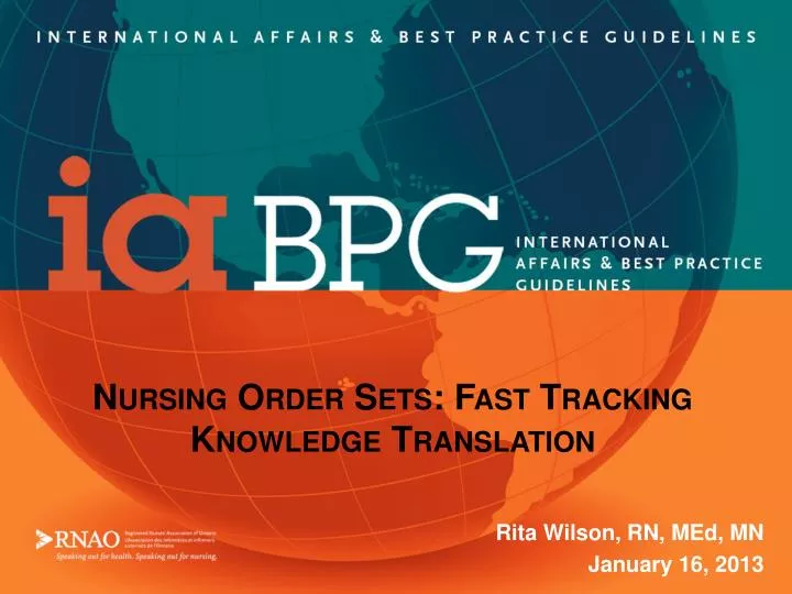 nursing order sets fast tracking knowledge translation