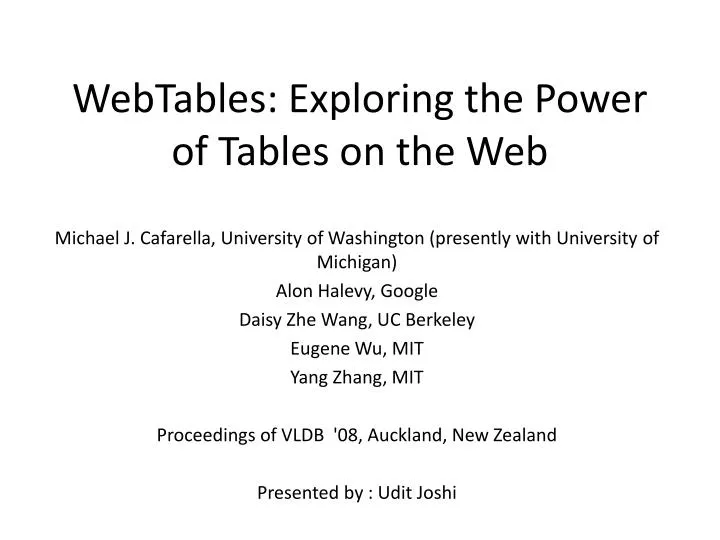webtables exploring the power of tables on the web