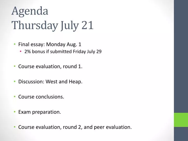 agenda thursday july 21