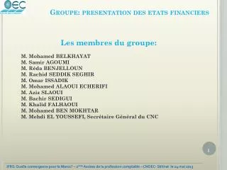 groupe presentation des etats financiers