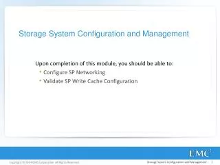 Storage System Configuration and Management