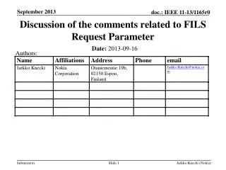Discussion of the comments related to FILS Request Parameter