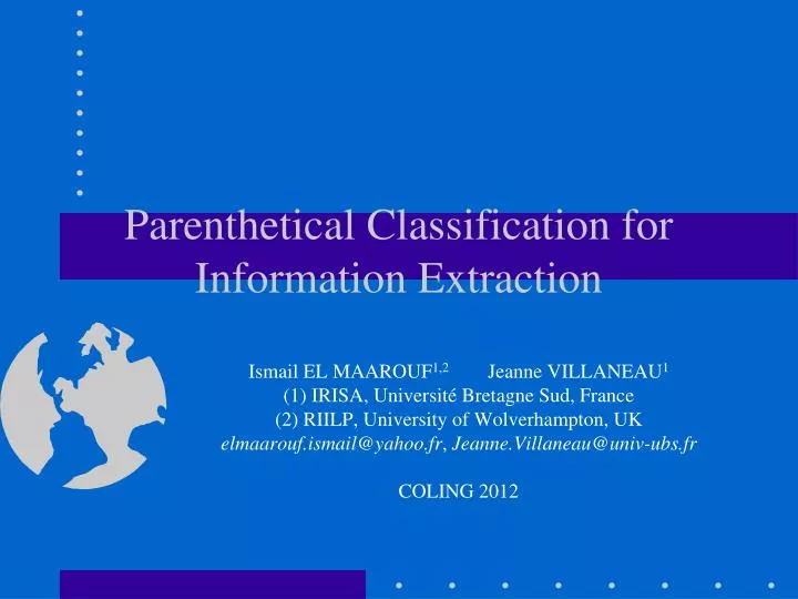 parenthetical classification for information extraction