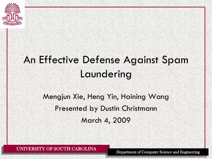 an effective defense against spam laundering