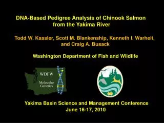 DNA-Based Pedigree Analysis of Chinook Salmon from the Yakima River