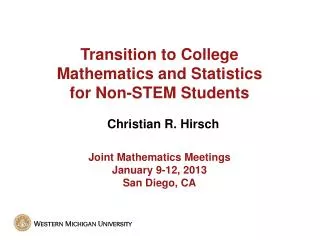 Transition to College Mathematics and Statistics for Non-STEM Students
