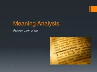 Meaning Analysis