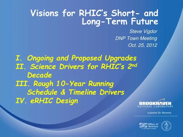 visions for rhic s short and long term future