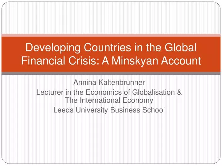 developing countries in the global financial crisis a minskyan account