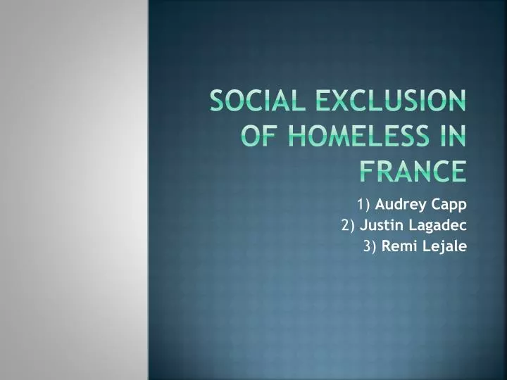 social exclusion of homeless in france