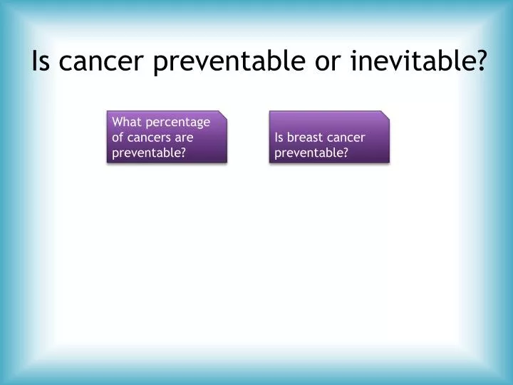 is cancer preventable or inevitable