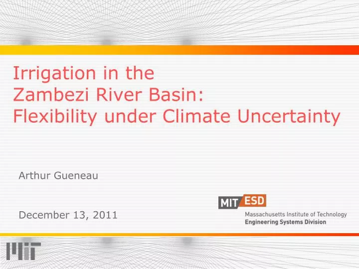 irrigation in the zambezi river basin flexibility under climate uncertainty