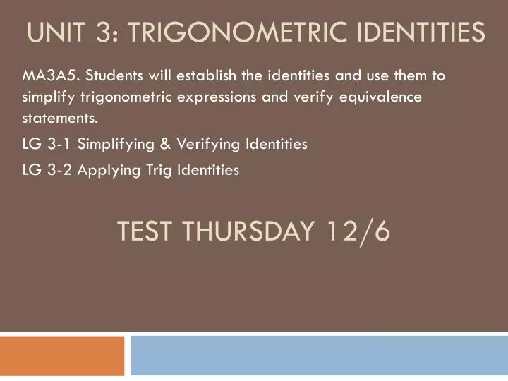 unit 3 trigonometric identities