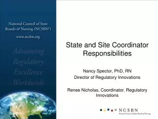 State and Site Coordinator Responsibilities