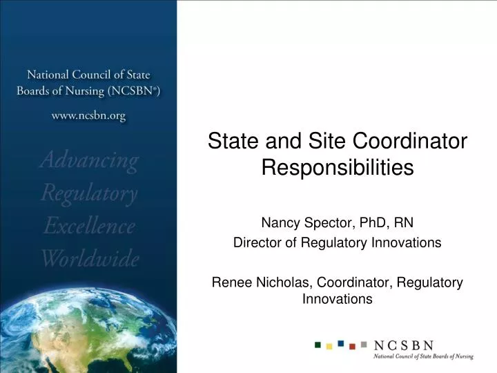 state and site coordinator responsibilities