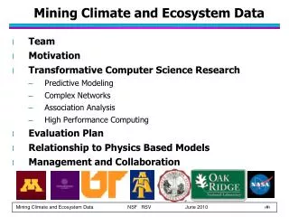Mining Climate and Ecosystem Data