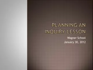 Planning an inquiry lesson