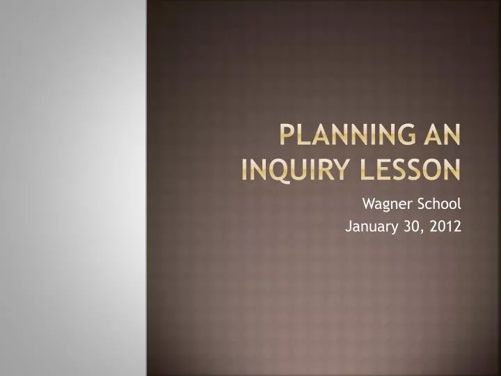 planning an inquiry lesson