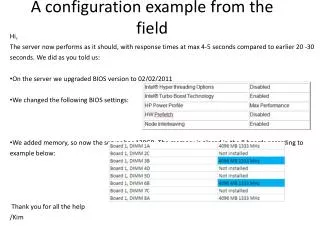 A configuration example from the field