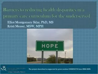 Barriers to reducing health disparities in a primary care curriculum for the underserved