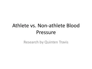 Athlete vs. Non-athlete Blood Pressure