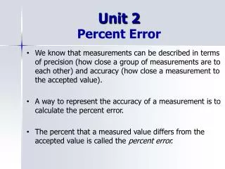 Unit 2 Percent Error