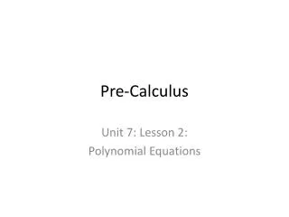 Pre-Calculus