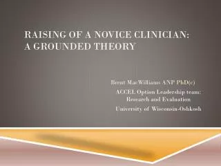 Raising of a Novice clinician: a grounded Theory