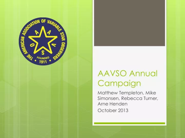 aavso annual campaign