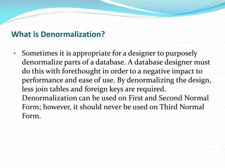 what is denormalization